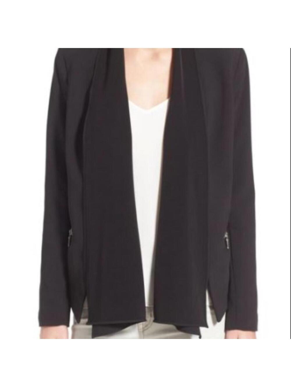 Trouve Black Convertible Open Front Zipper Blazer Jacket Size L NWT